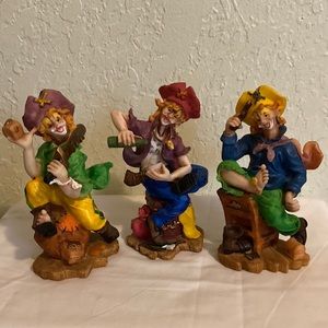 Pirate Figurines Enjoying Life Clown Face Smile Colorful Happy Resin 6”